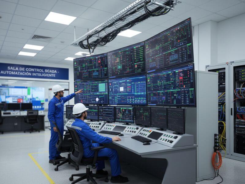 Sala de control con sistemas de automatización SCADA implementados por Screwair