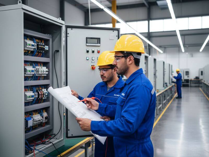 Tablero eléctrico de control en proceso de fabricación por Screwair
